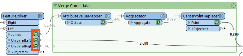 Viewing feature caches on the FeatureJoiner